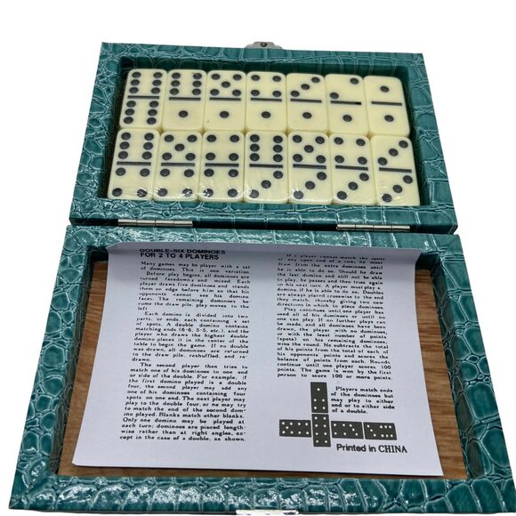 Christian Siriano Domino Set Teal Double Six Pretty Box For 2 To 4 Players - Picture 5 of 14